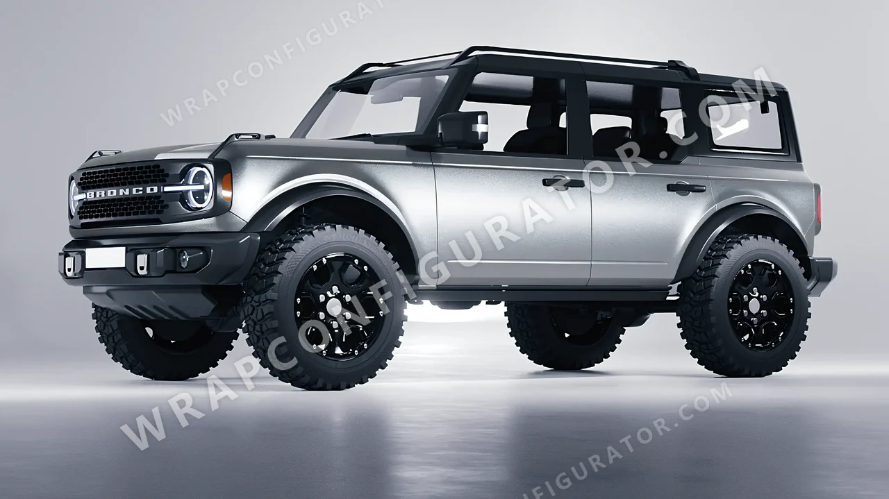 Grey Ford Bronco 2024 wrapped in ORACAL Silver Grey 970RA-090M