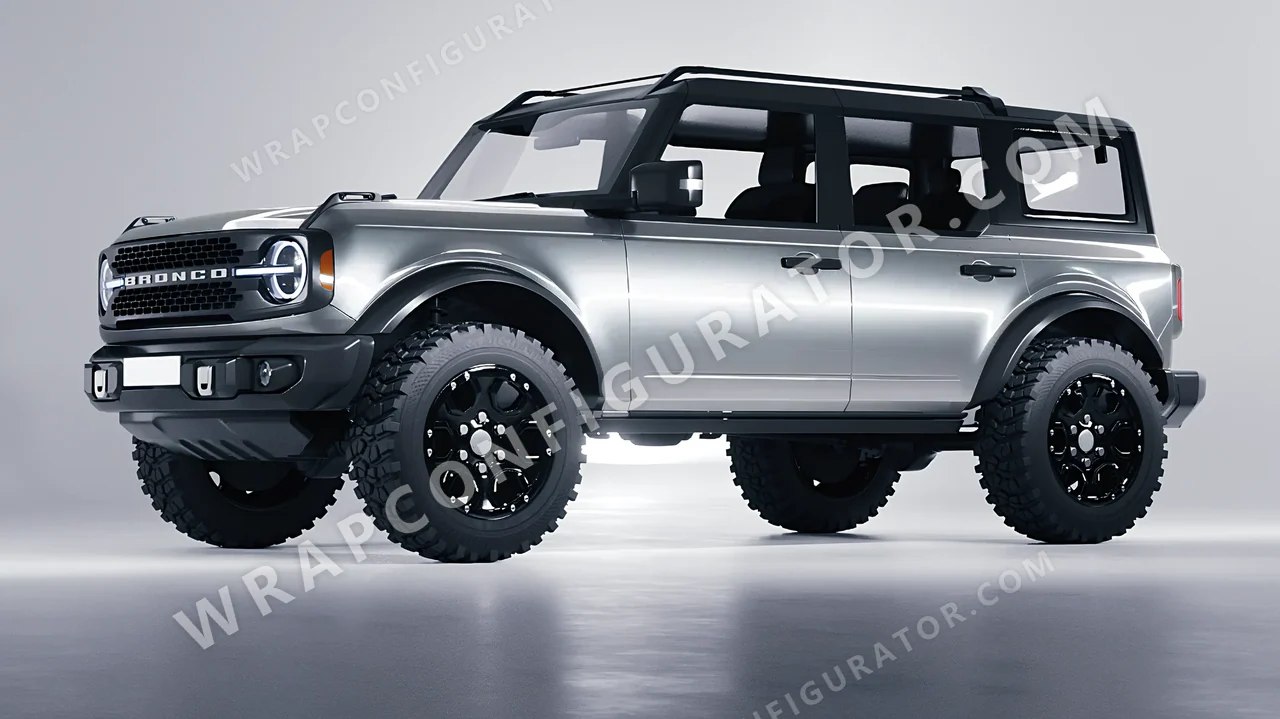 Grey Ford Bronco 2024 wrapped in ORACAL Silver Lake 970RA-904G