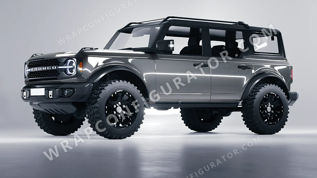 Grey Ford Bronco 2024 wrapped in ORACAL Telegrey 970RA-076G