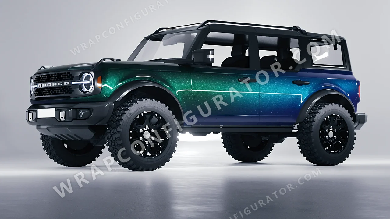 Grey Ford Bronco 2024 wrapped in ORACAL Thunderous Blue Green 970RA-851G