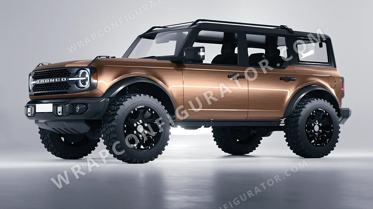 Orange Ford Bronco 2024 wrapped in Avery Dennison Brushed Bronze SW900-933-X