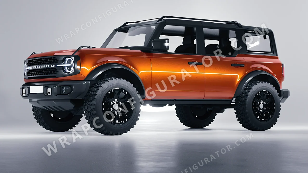 Orange Ford Bronco 2024 wrapped in KPMF Ember Orange K75404
