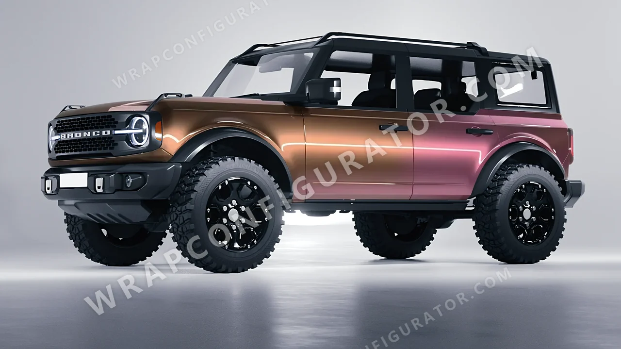Orange Ford Bronco 2024 wrapped in ORACAL Gloss Aubergine Bronze 970RA-990G