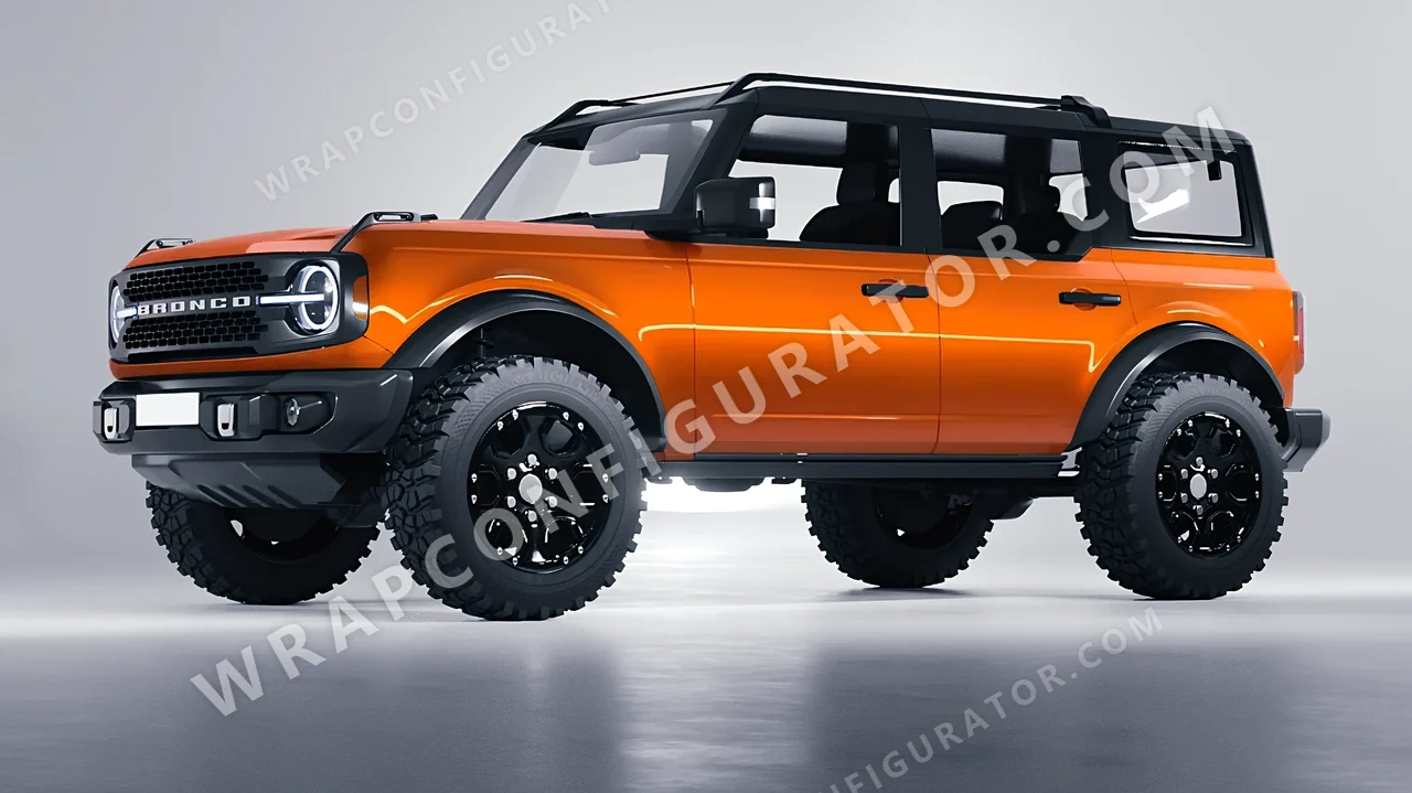 Orange Ford Bronco 2024 wrapped in ORACAL Tangerine Dream 970RA-959G