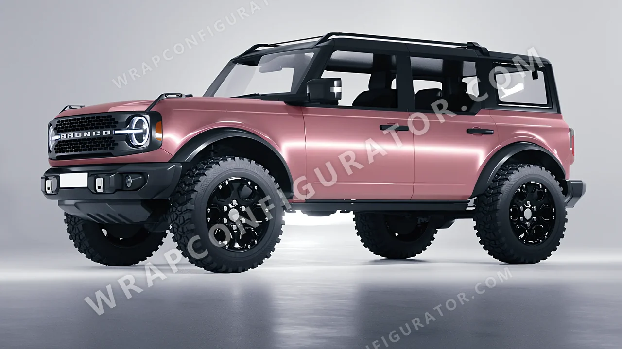 Pink Ford Bronco 2024 wrapped in 3M Velvet Rose S23