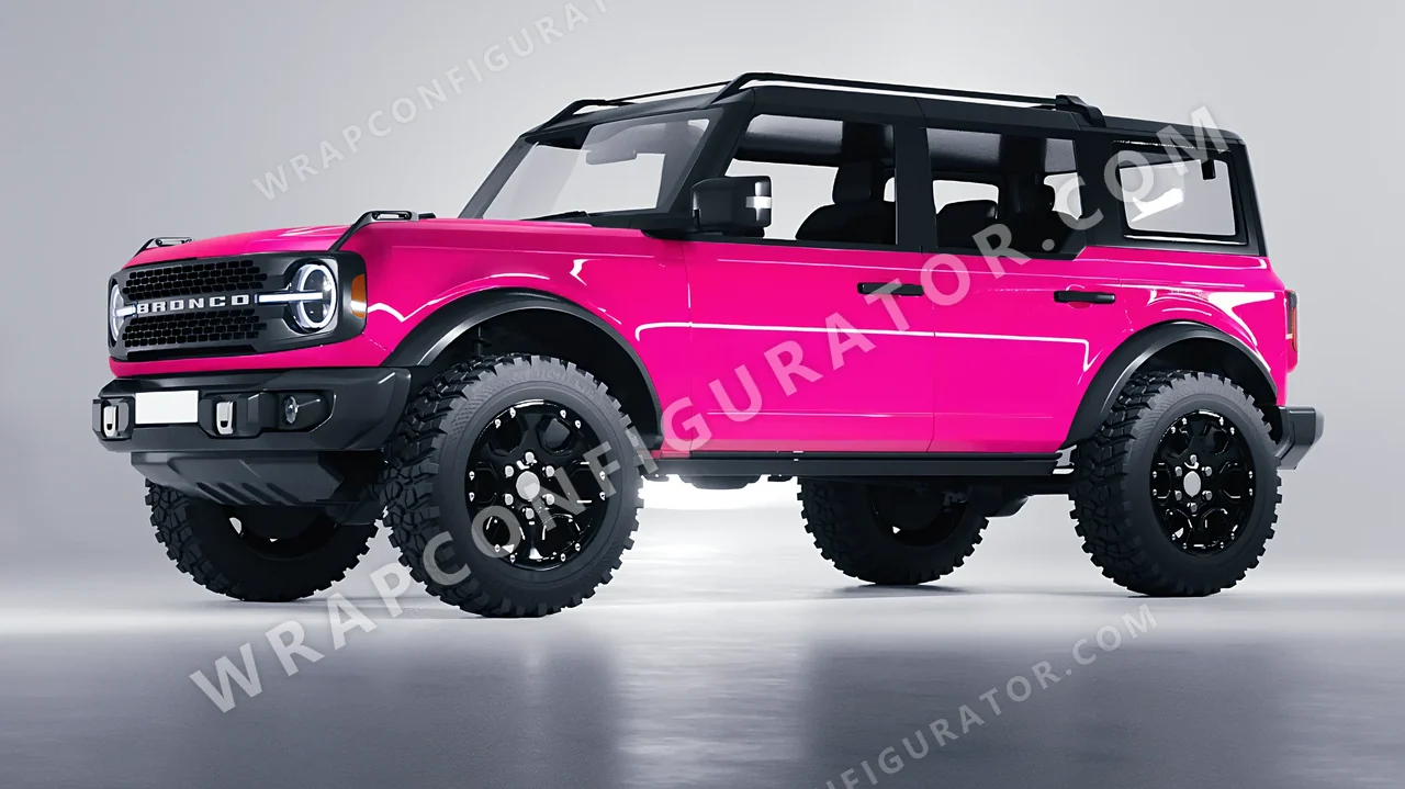 Pink Ford Bronco 2024 wrapped in Inozetek Dynamic PPF Hot Pink DPPF941