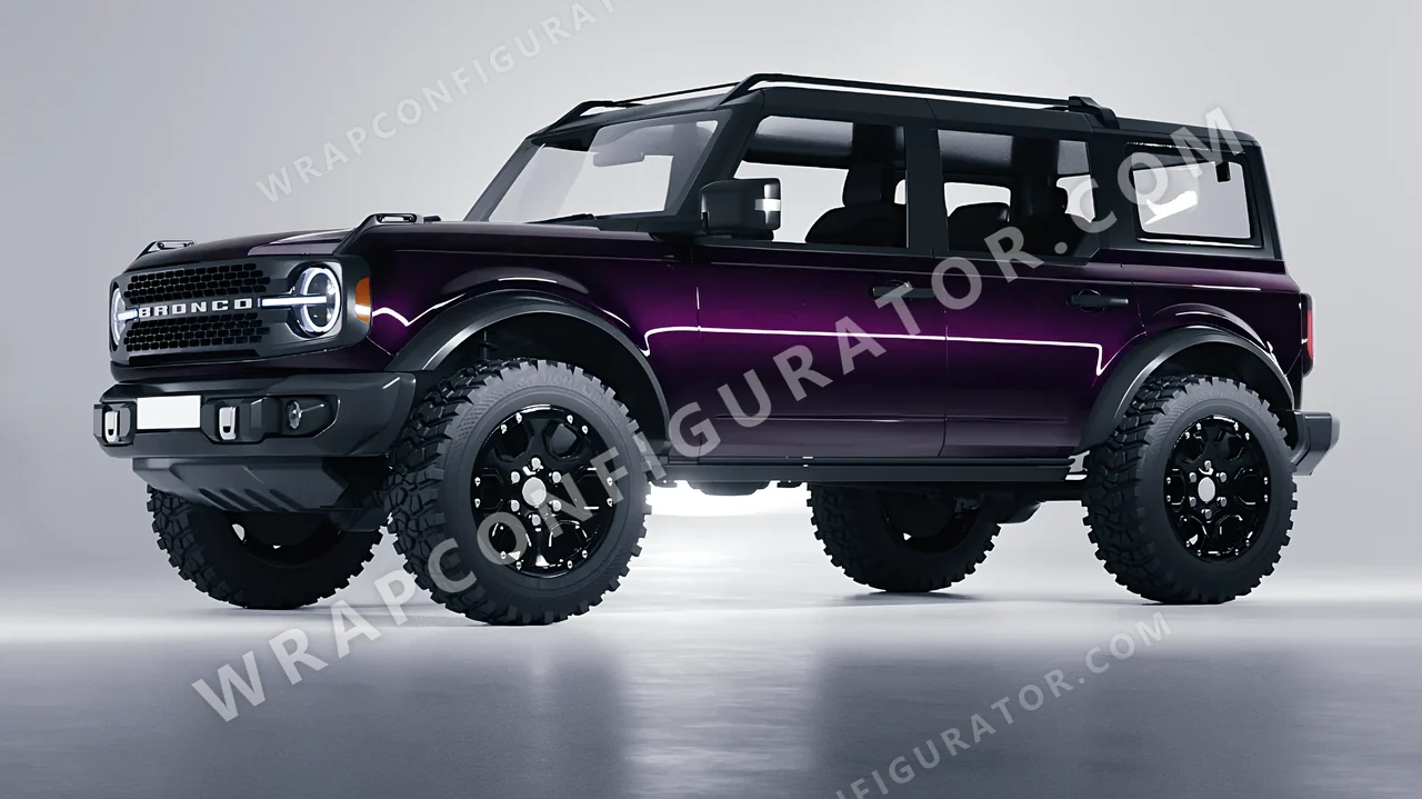 Purple Ford Bronco 2024 wrapped in Colourshield PPF by HyperPro Black Eggplant HGM37-P
