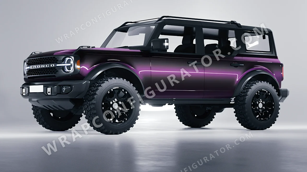 Purple Ford Bronco 2024 wrapped in Colourshield PPF by HyperPro Ghost Black/Purple MSF06-P