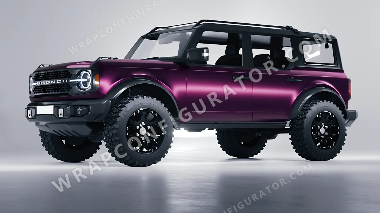 Purple Ford Bronco 2024 wrapped in Inozetek Dynamic PPF Midnight Purple DPPF801