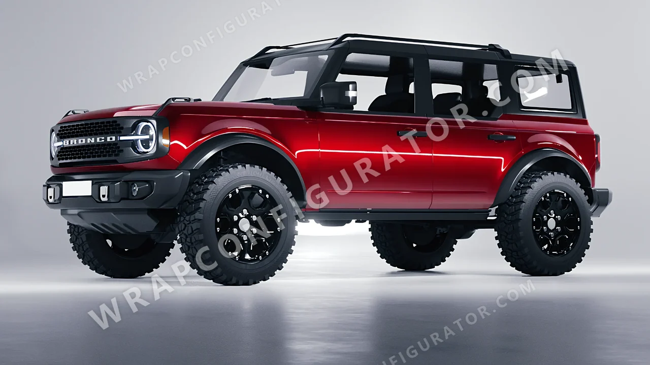 Red Ford Bronco 2024 wrapped in 3M Gloss Red Metallic G203
