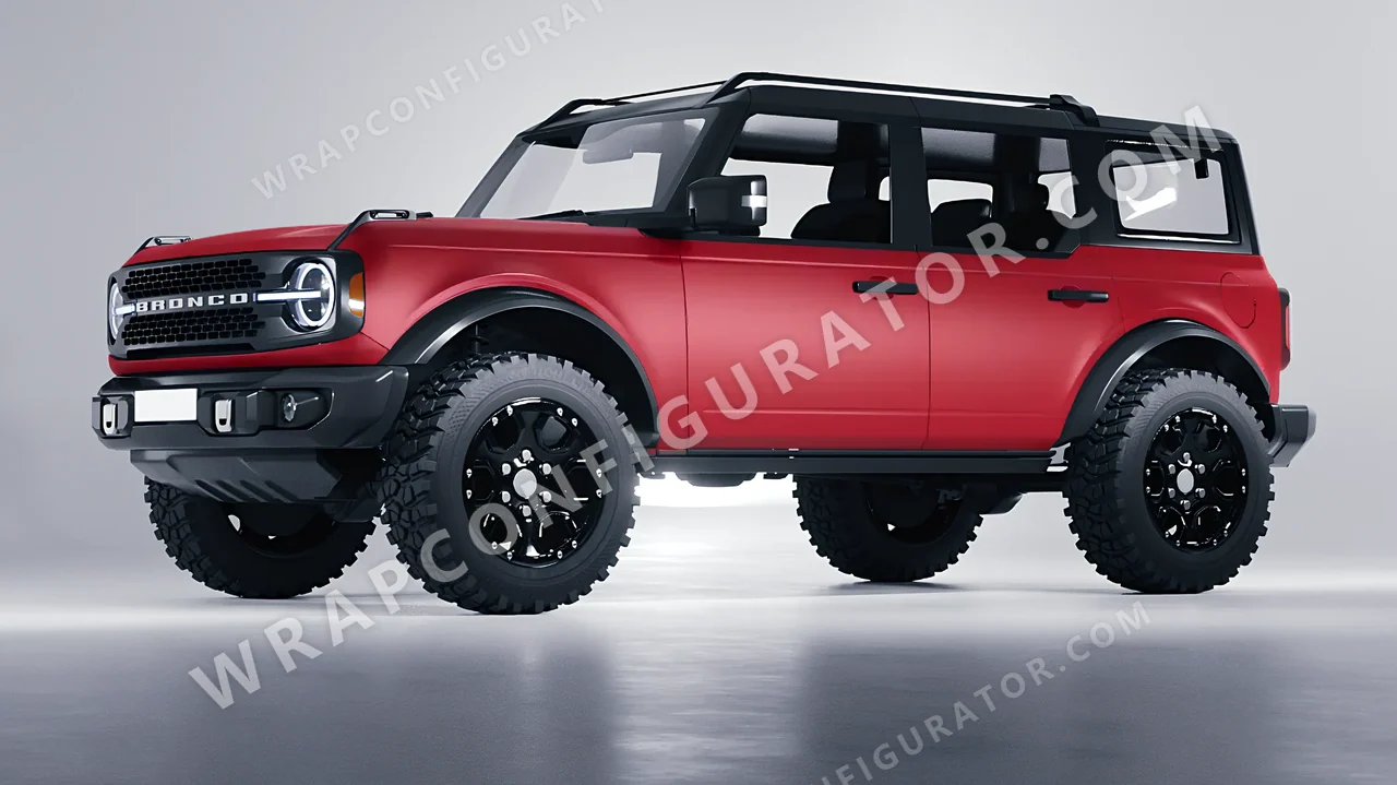 Red Ford Bronco 2024 wrapped in 3M Matte Red M13