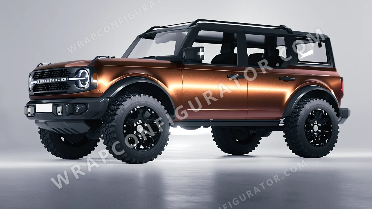 Red Ford Bronco 2024 wrapped in 3M Satin Flip Volcanic Flare SP236