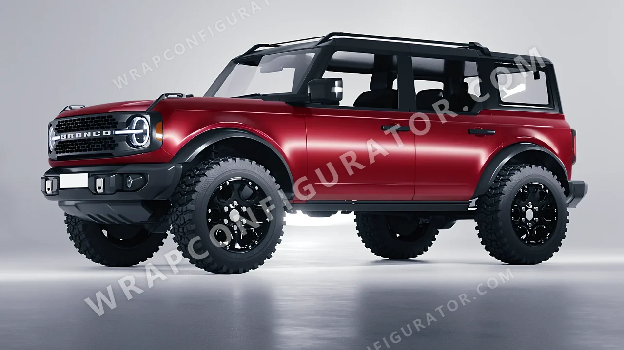 Red Ford Bronco 2024 wrapped in Avery Dennison Carmine Red SW900-438-O