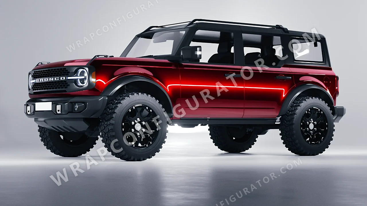 Red Ford Bronco 2024 wrapped in Avery Dennison Red SF100-474-S