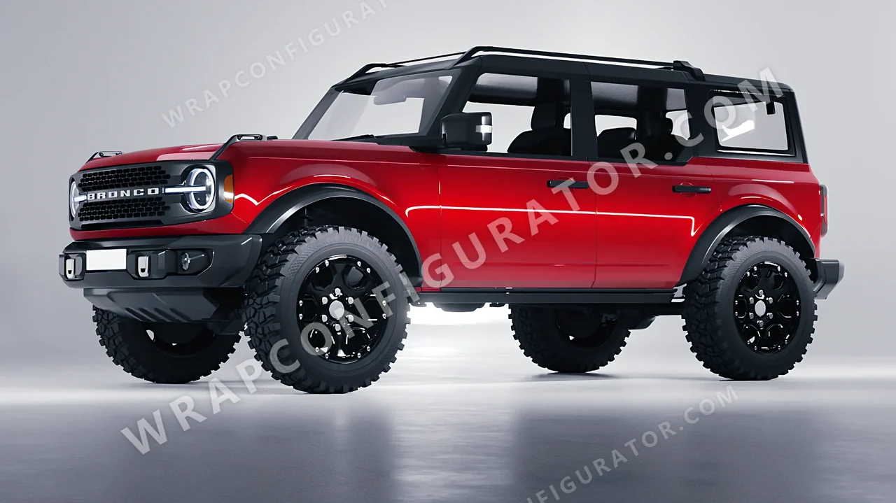 Red Ford Bronco 2024 wrapped in Avery Dennison Soft Red SW900-427-O