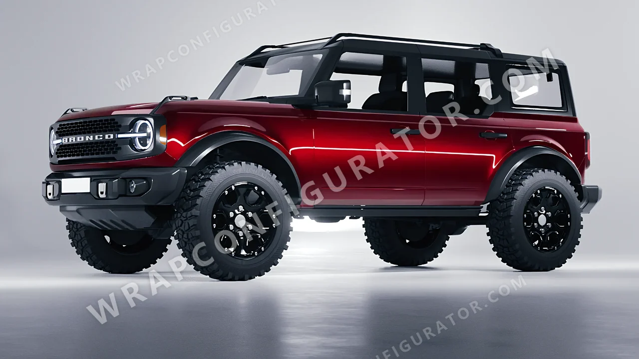 Red Ford Bronco 2024 wrapped in Colourshield PPF by HyperPro Cherries Red GAF06-P