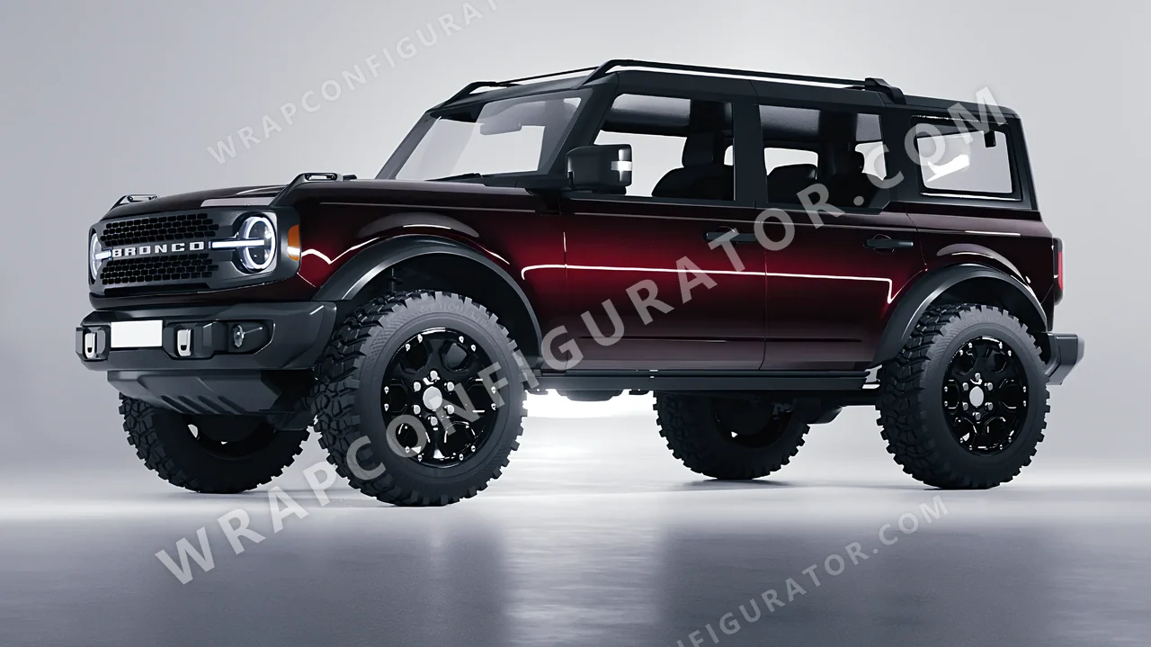 Red Ford Bronco 2024 wrapped in Inozetek Dynamic PPF Black Cherry DPPF915