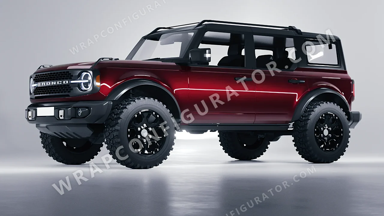 Red Ford Bronco 2024 wrapped in Inozetek Dynamic PPF Velvet Red DPPF945