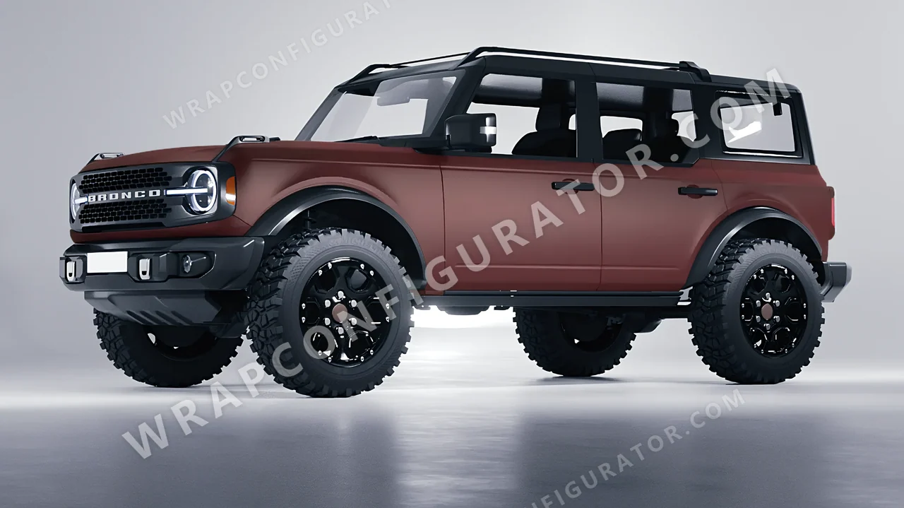 Red Ford Bronco 2024 wrapped in KPMF Absolute Matt Mythos Red K75801