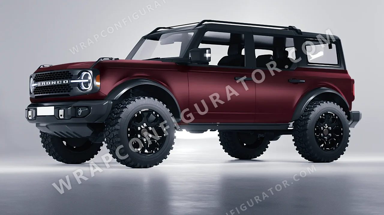 Red Ford Bronco 2024 wrapped in KPMF Matt Widowed Red K75508