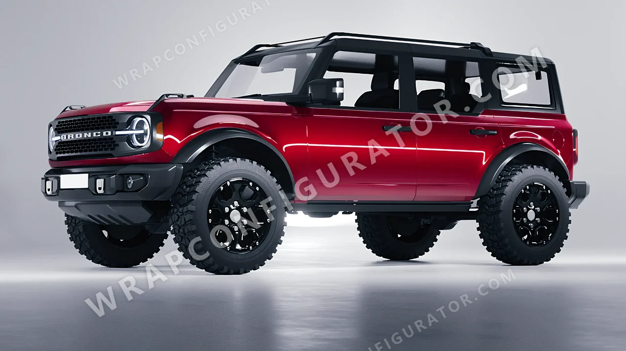 Red Ford Bronco 2024 wrapped in ORACAL Cardinal Red 970RA-028G