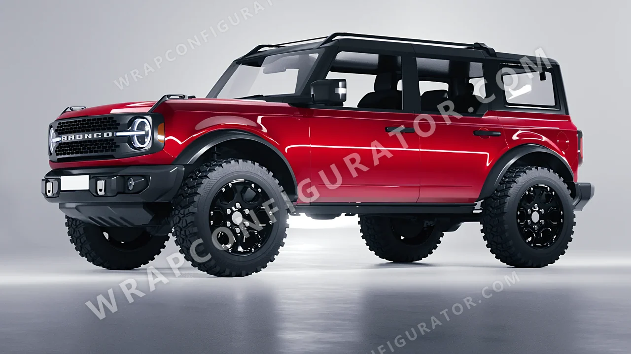Red Ford Bronco 2024 wrapped in ORACAL Cargo Red 970RA-882G