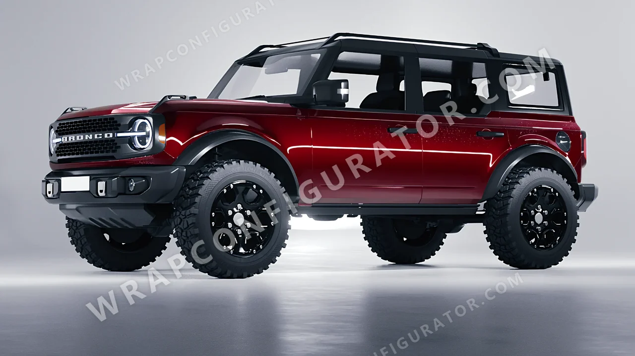 Red Ford Bronco 2024 wrapped in ORACAL Dark Red 970RA-030G