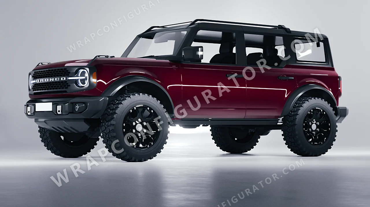 Red Ford Bronco 2024 wrapped in ORACAL Purple Red 970RA-026G