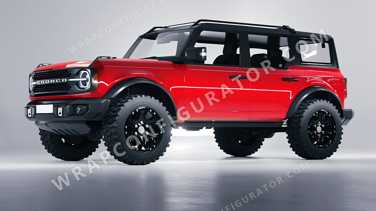 Red Ford Bronco 2024 wrapped in ORACAL Rose Hip 970RA-897G
