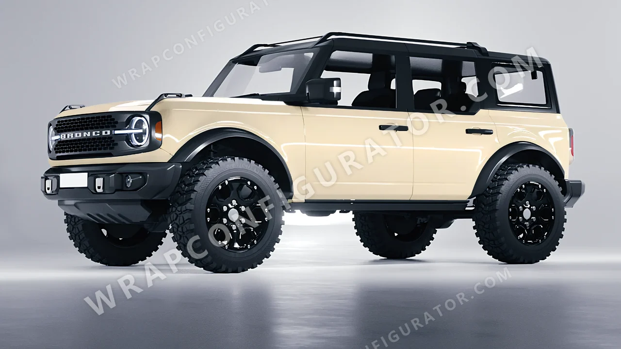 White Ford Bronco 2024 wrapped in 3M Gloss Light Ivory G79