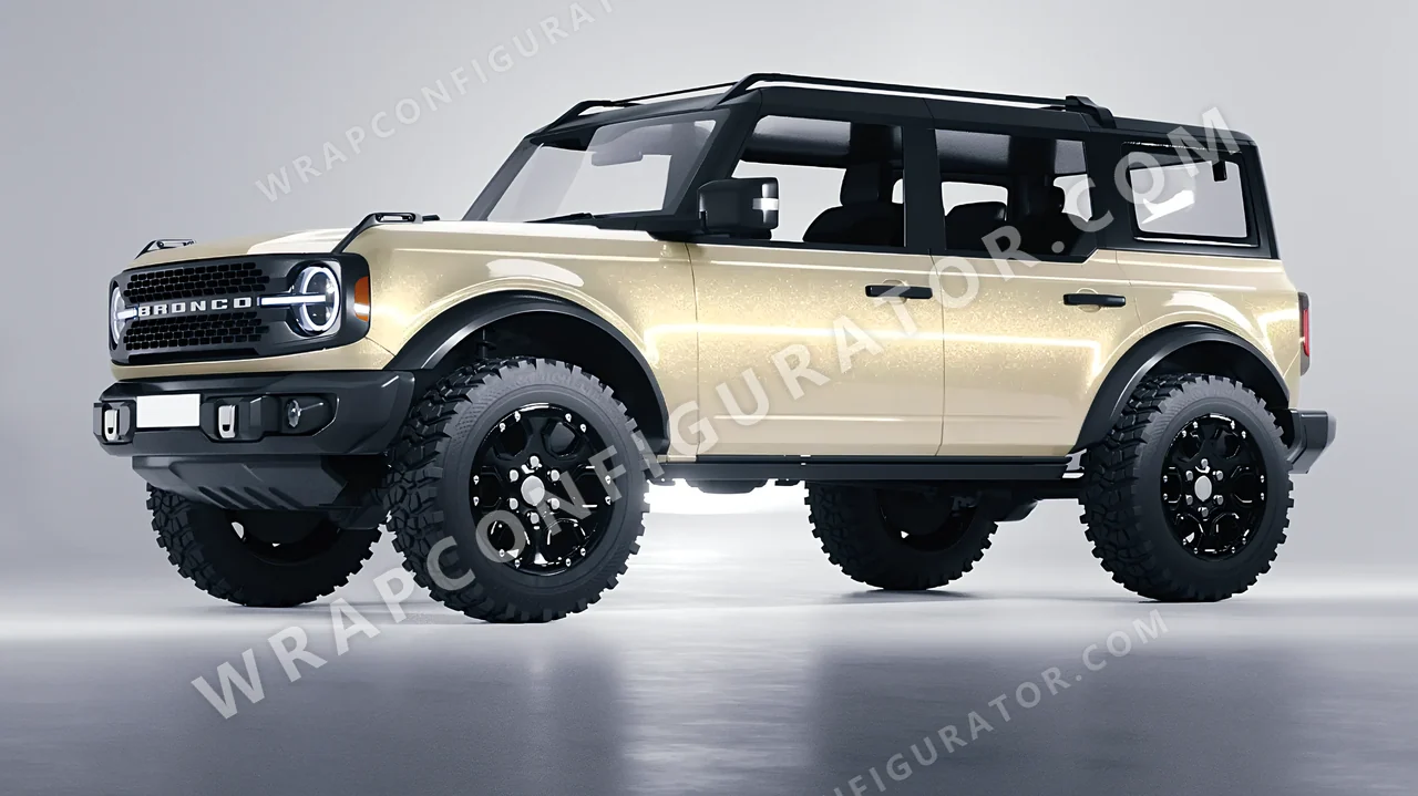 White Ford Bronco 2024 wrapped in 3M Gloss White Gold Sparkle GP240
