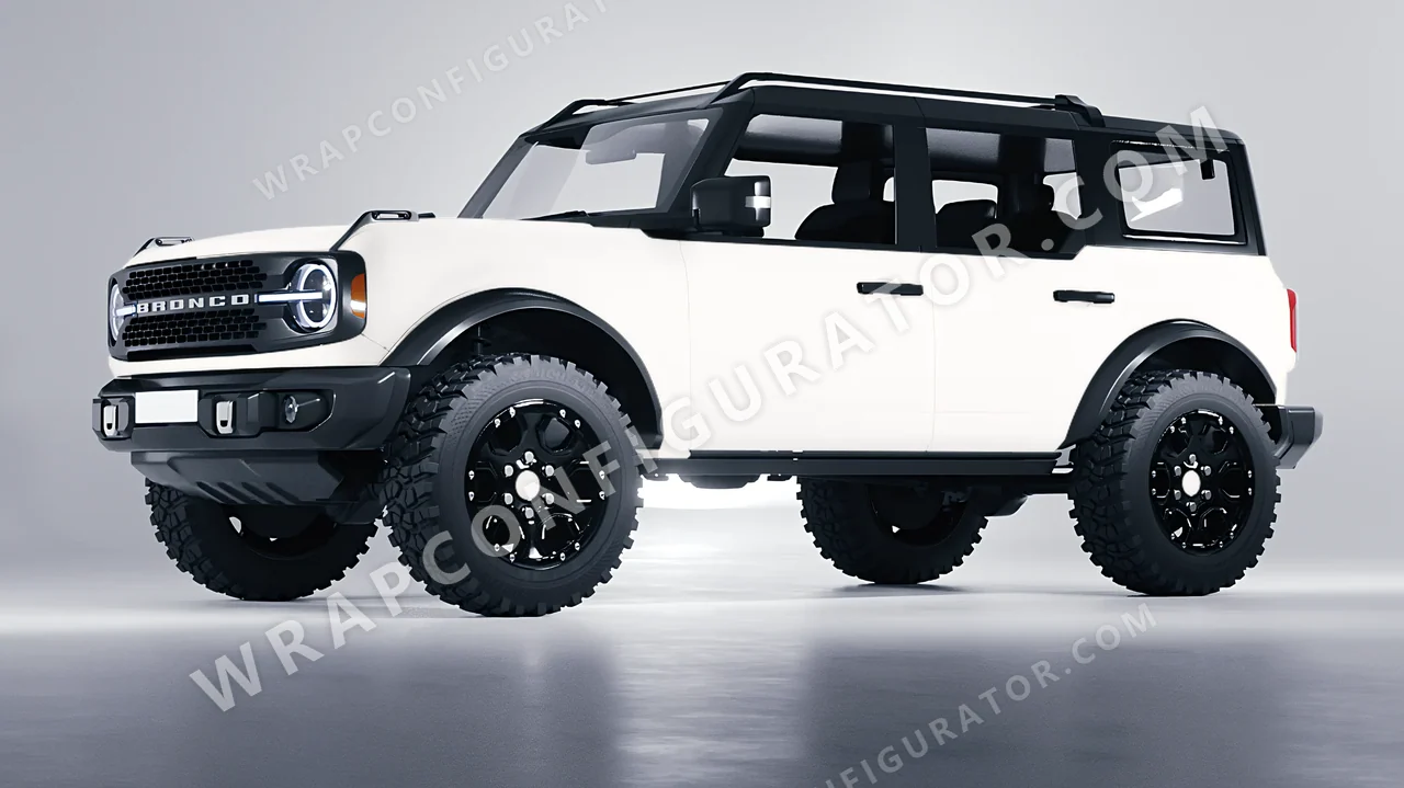 White Ford Bronco 2024 wrapped in 3M Matte White M10