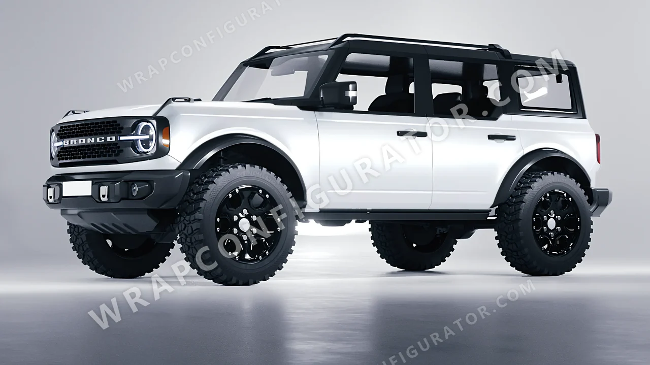 White Ford Bronco 2024 wrapped in 3M Satin White Aluminum S120