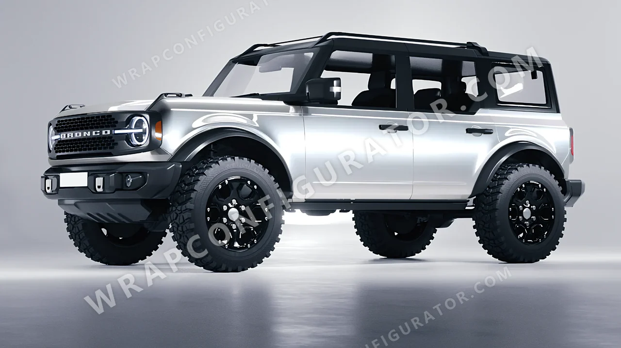 White Ford Bronco 2024 wrapped in 3M White Aluminum HG120