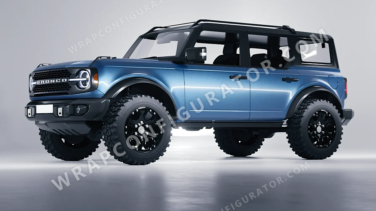 White Ford Bronco 2024 wrapped in Avery Dennison Frosty Blue SW900-643-M