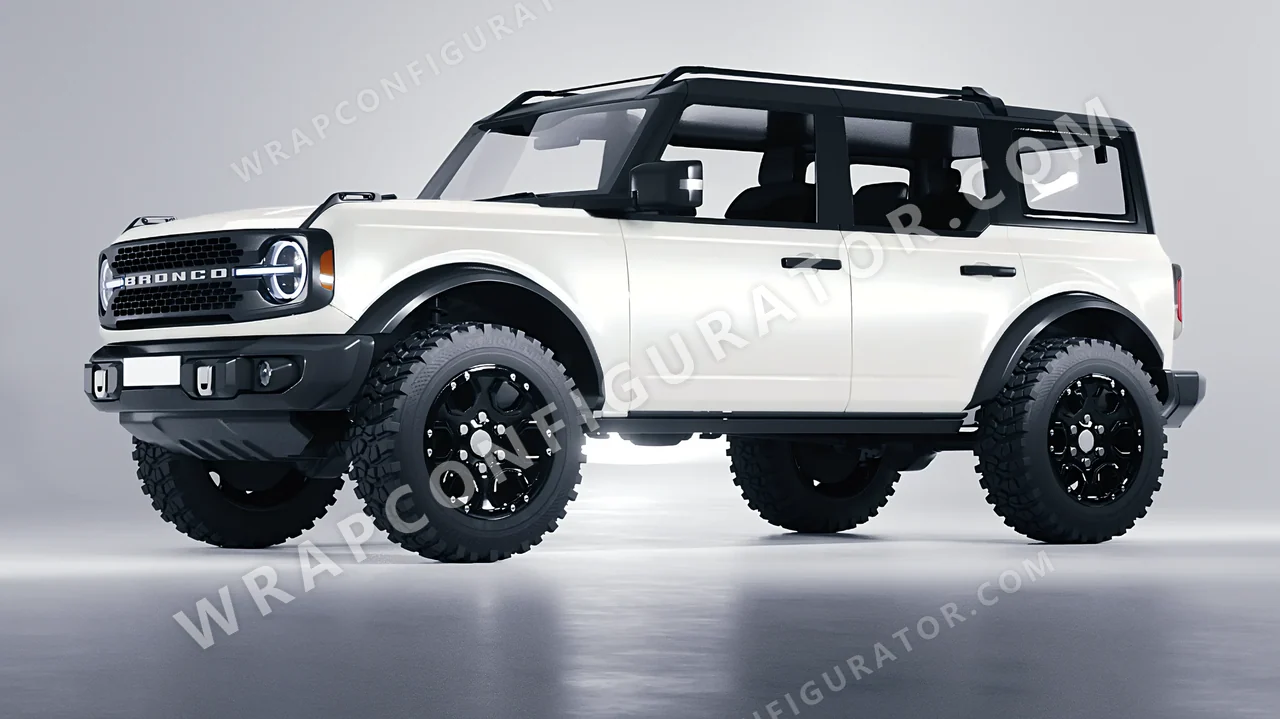 White Ford Bronco 2024 wrapped in Avery Dennison Gloss Pearl White Snow SW900-110-S
