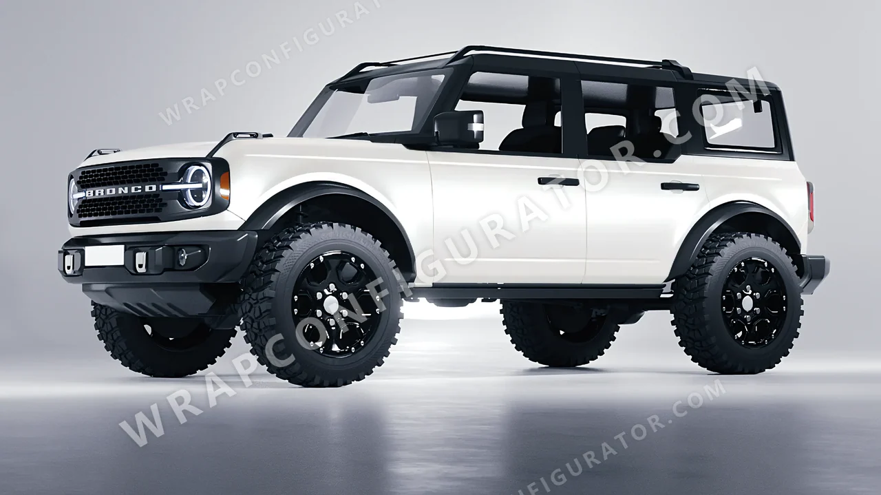 White Ford Bronco 2024 wrapped in Avery Dennison Satin White Pearl SW900-117-S