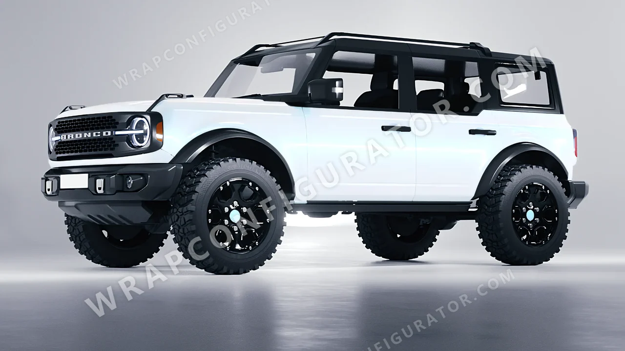 White Ford Bronco 2024 wrapped in Colourshield PPF by HyperPro White/Blue SF007G-P