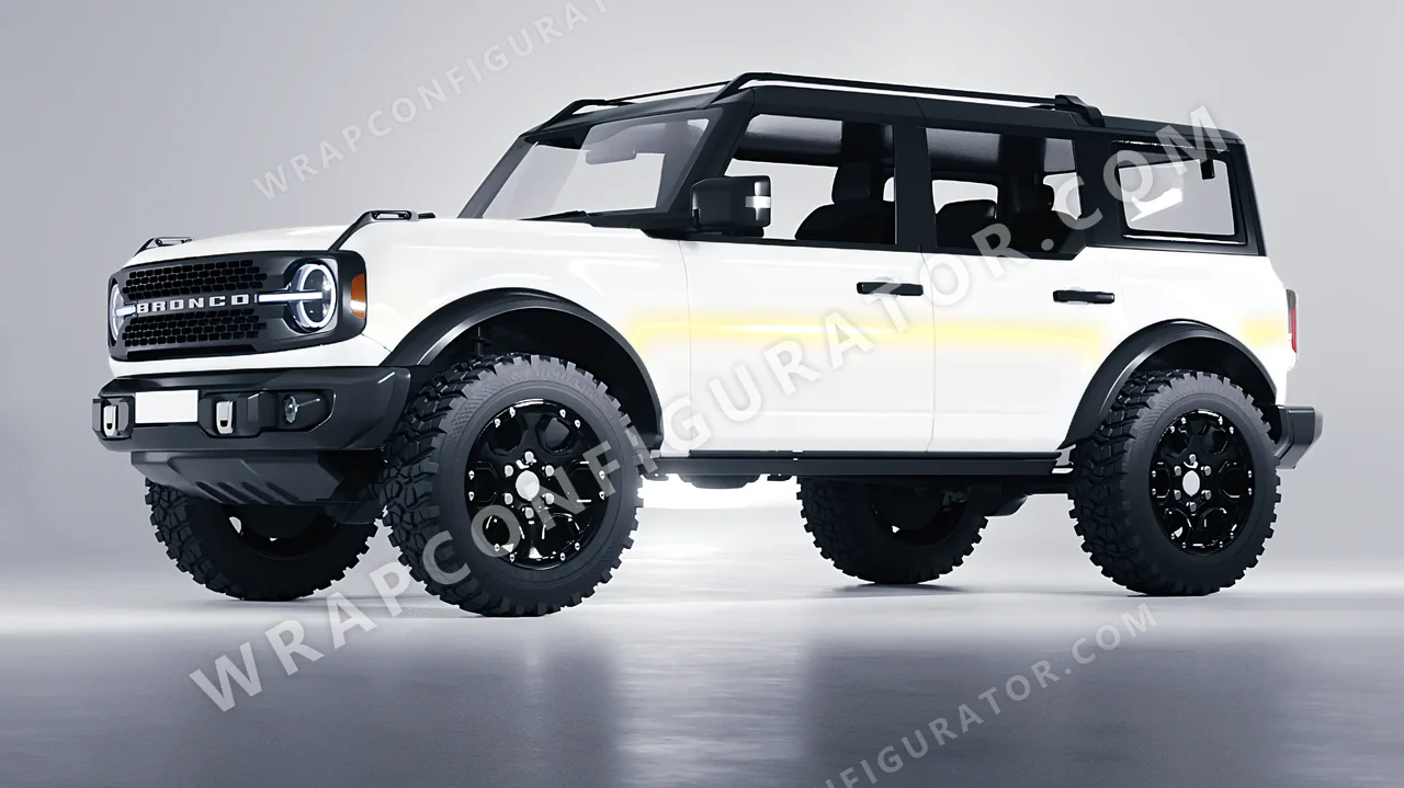 White Ford Bronco 2024 wrapped in Colourshield PPF by HyperPro White/Gold SF004-P