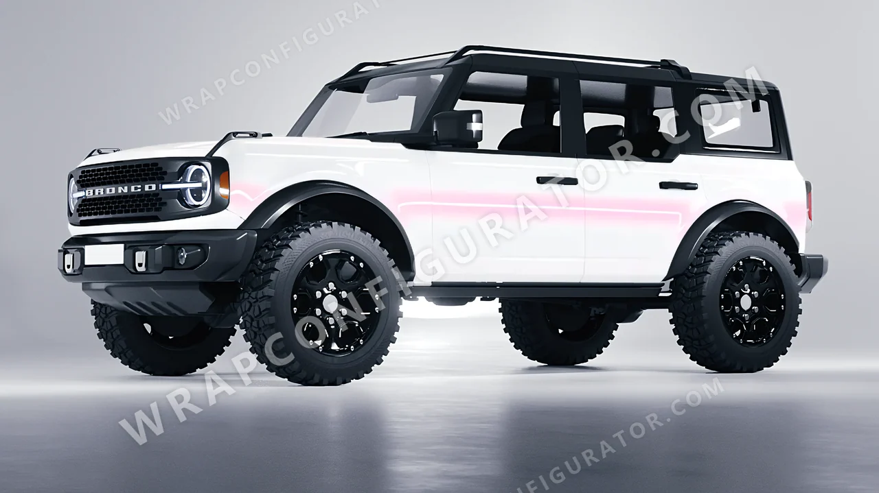 White Ford Bronco 2024 wrapped in Colourshield PPF by HyperPro White/Pink SF001G-P