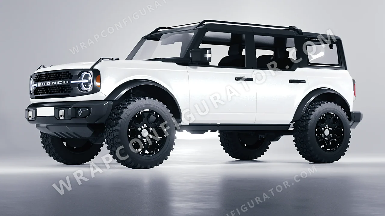 White Ford Bronco 2024 wrapped in Inozetek Dynamic PPF Moon White DPPF903