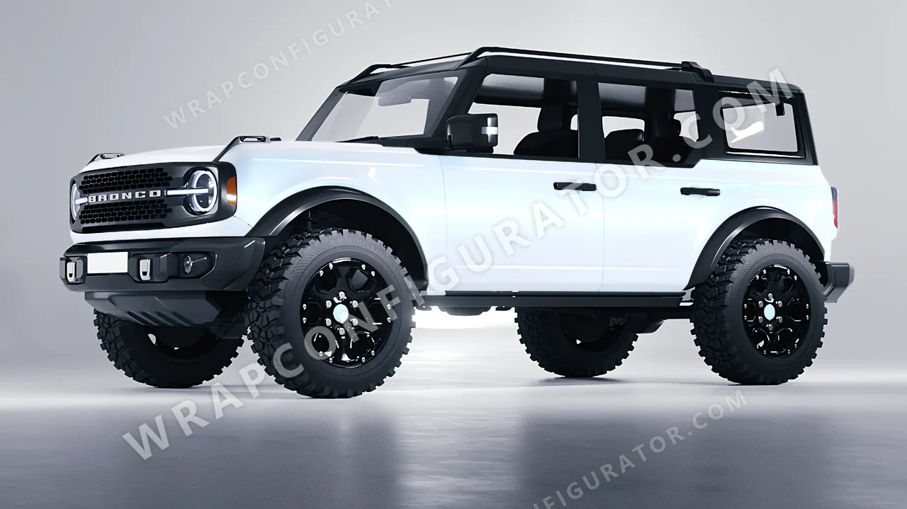 White Ford Bronco 2024 wrapped in KPMF Blue White Pearlescent K75484