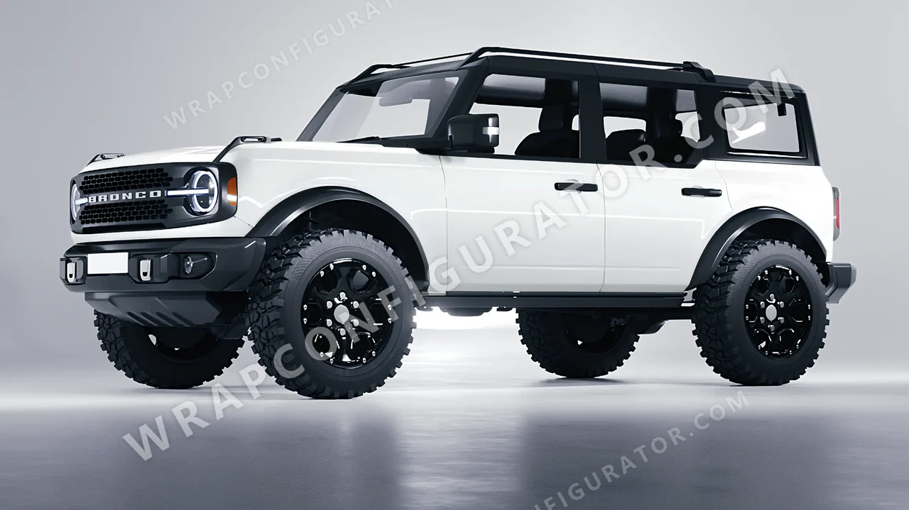 White Ford Bronco 2024 wrapped in KPMF Chalk White K75411