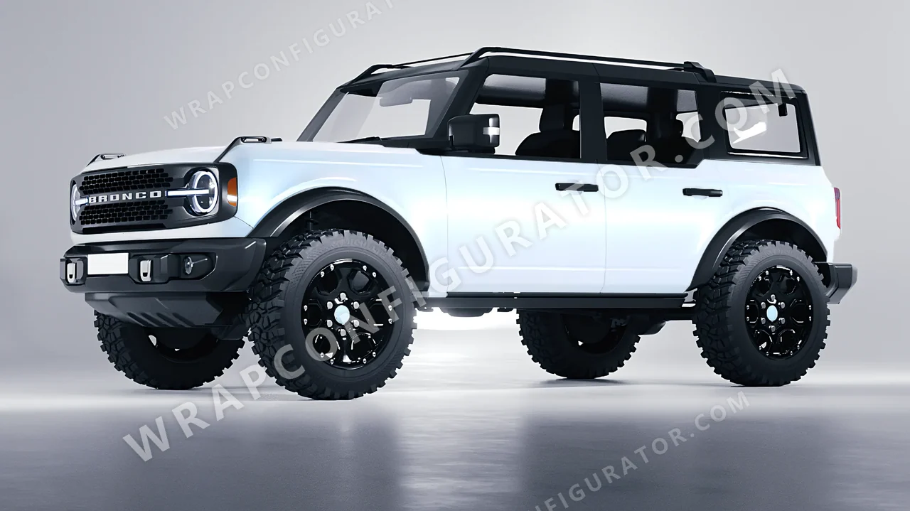 White Ford Bronco 2024 wrapped in KPMF Matt Blue White Pearlescent K75584