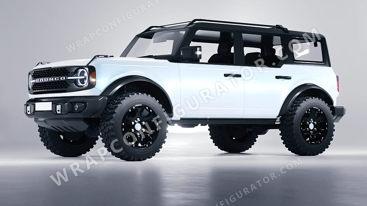 White Ford Bronco 2024 wrapped in KPMF Matt Pacific Blue White Starlight K75576