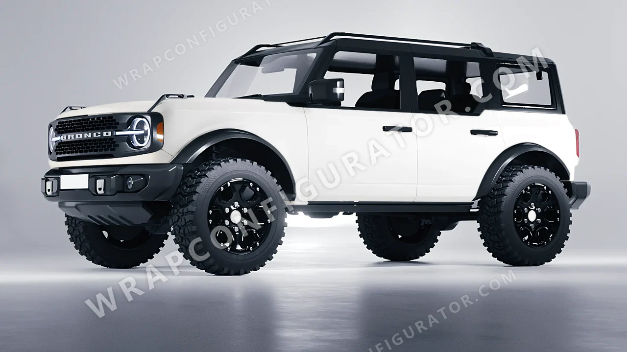 White Ford Bronco 2024 wrapped in KPMF Matt Perfect White K75546
