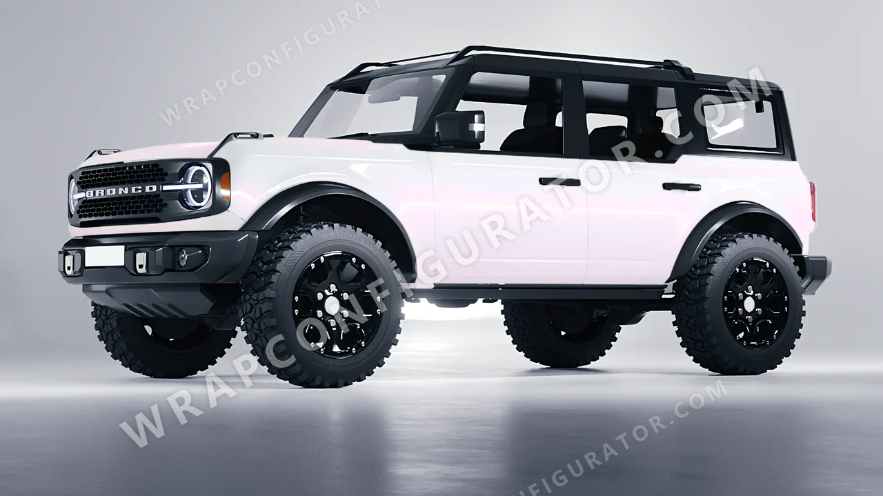 White Ford Bronco 2024 wrapped in KPMF Matt Pink White Starlight K75574