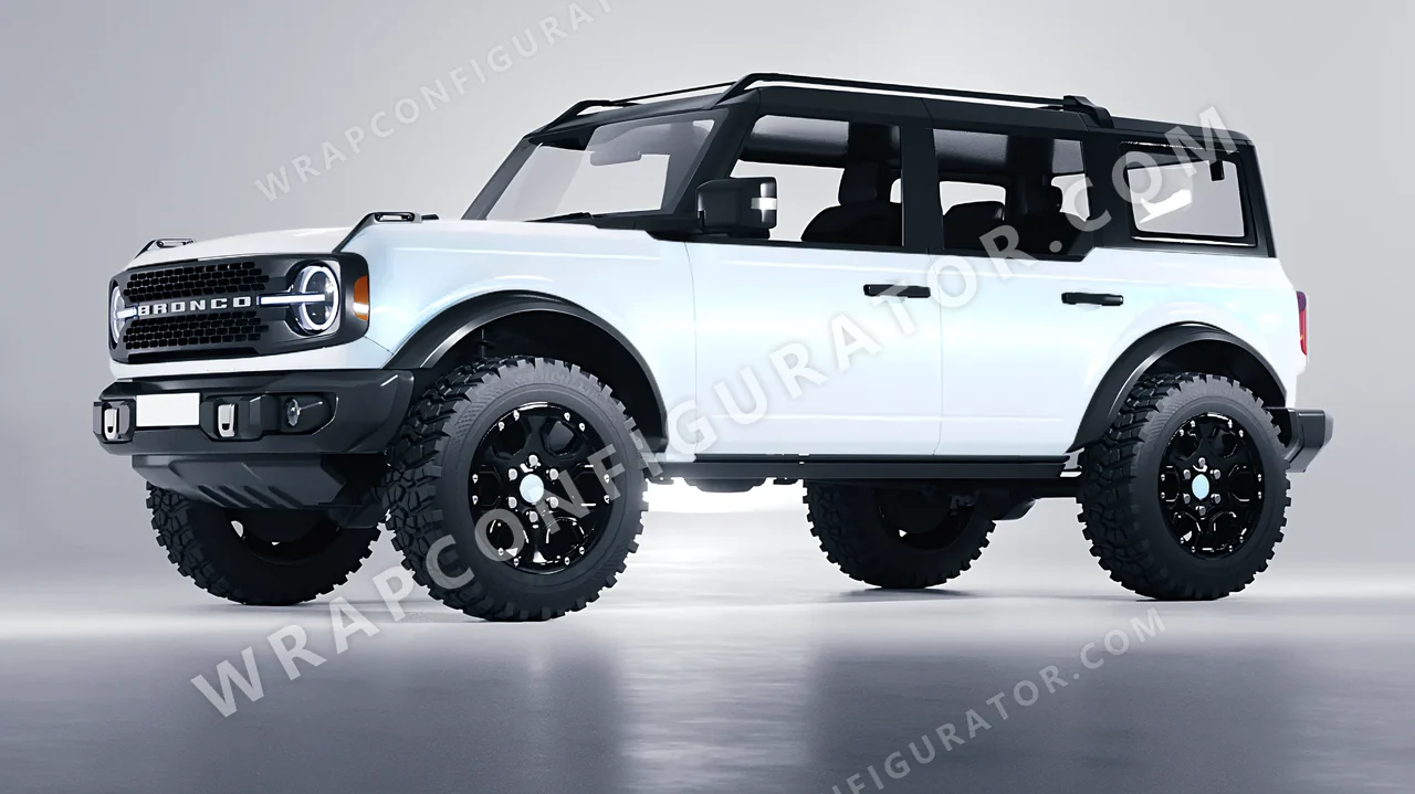 White Ford Bronco 2024 wrapped in KPMF Pacific Blue White Starlight K75476
