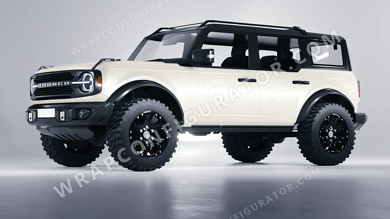White Ford Bronco 2024 wrapped in ORACAL Nacre 970RA-946G