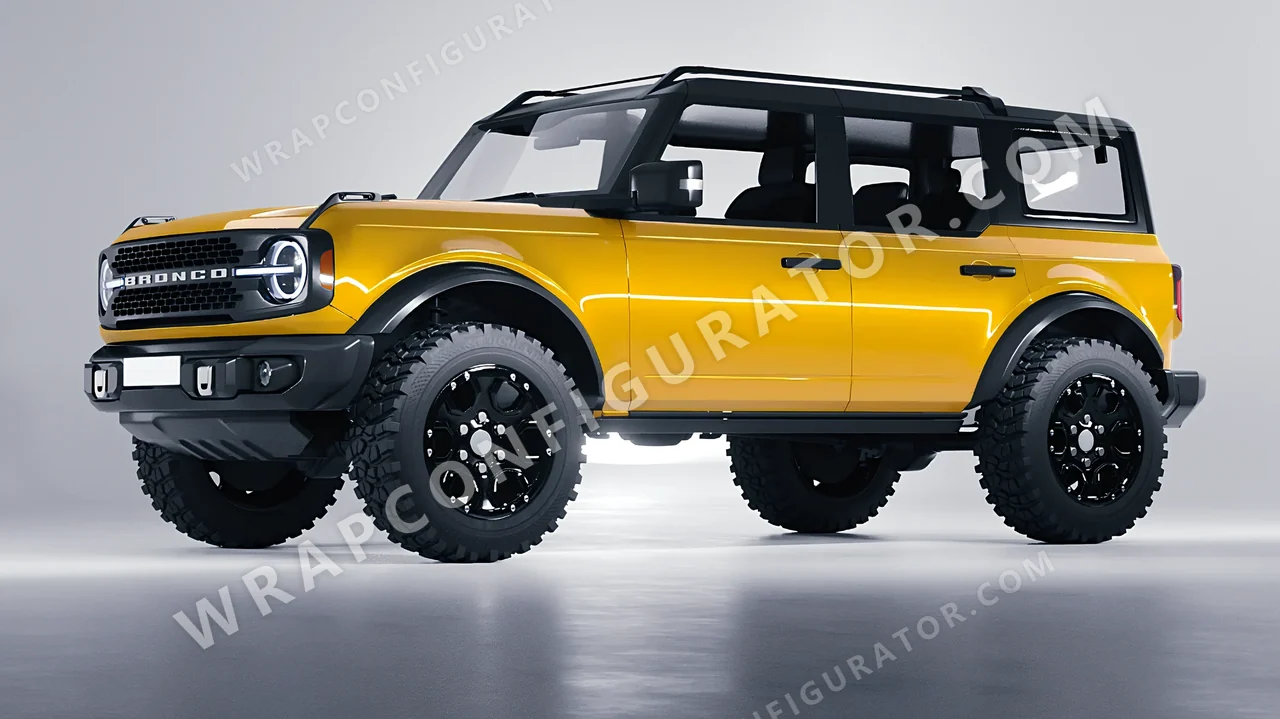 Yellow Ford Bronco 2024 wrapped in 3M Gloss Sunflower G25